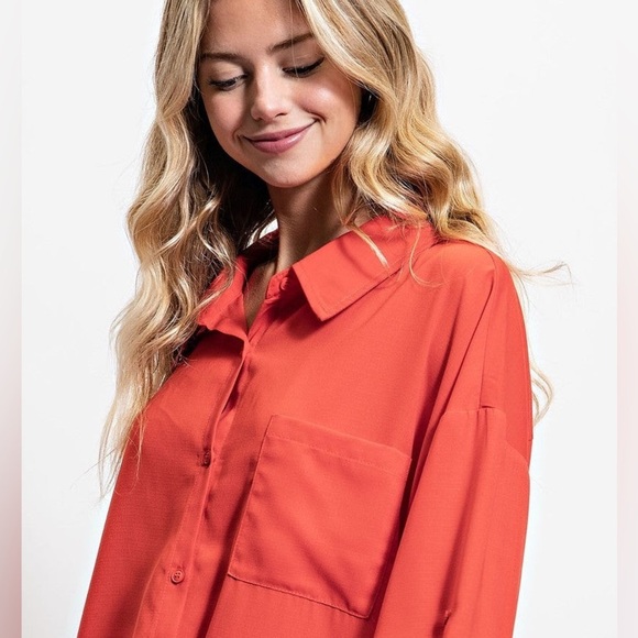 Gigio New w Tag XL Women’s Red Longline Shirt Maxi Tunic - Picture 4 of 12